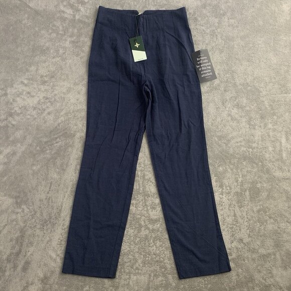 Tuckernuck Pants Womens Size 2 Navy Trouser Casual Cotton Linen Blend 28x27” - Picture 1 of 14